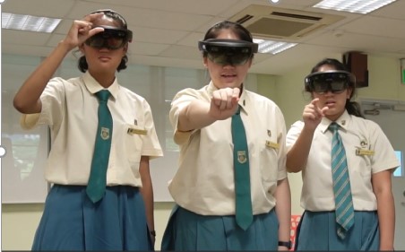 Students exploring a virtual nuclear site using Mixed Reality technology